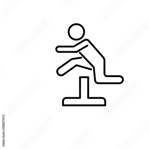 Hurdles race icon. Sports and track and field line symbol. Black and white.