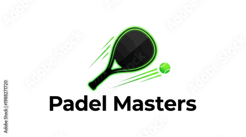 Dynamic Padel Masters Logo Design Sport Emblem Tennis Game Symbol Illustration