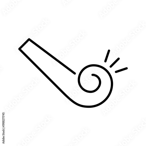 Party whistle icon. Lifestyle and party supplies line symbol. Black and white.