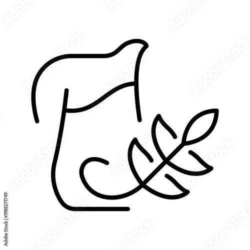 Peppermint juice icon. Food and juice line symbol. Black and white.