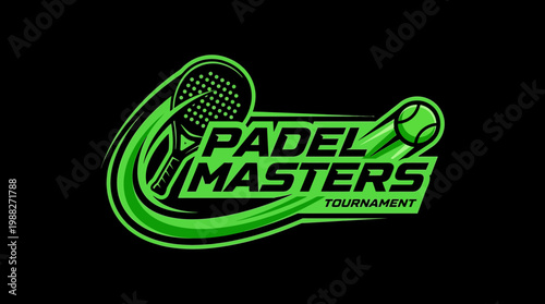 Dynamic Padel Tournament Logo, Green Graphics, Sport Design, Padel Masters Emblem