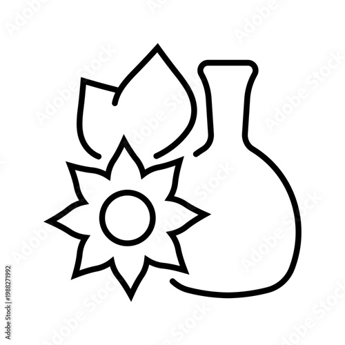 Sunflower oil icon. Food and vegetable oil line symbol. Black and white.