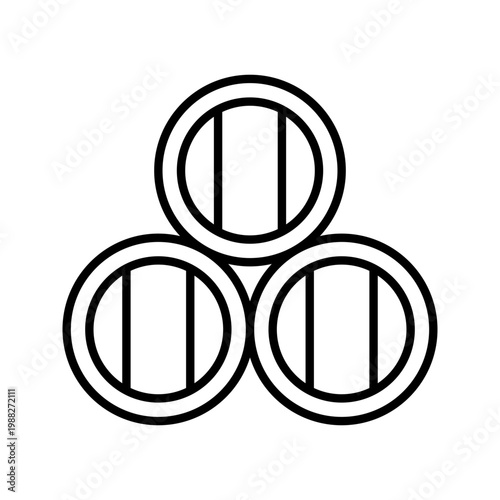 Wine barrel icon. Food and winemaking line symbol. Black and white.