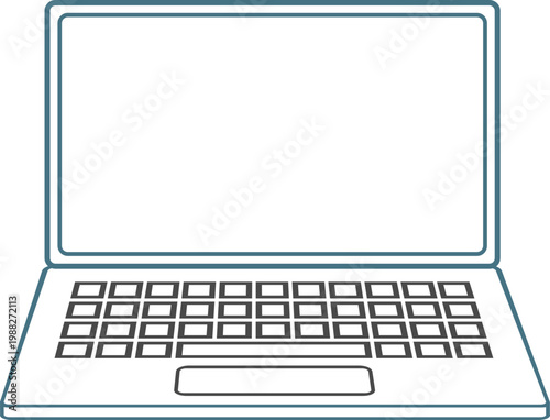 Laptop icons in different angles and styles with screens and keyboards, isolated on white background, ideal for technology, office, remote work and digital device design projects.
