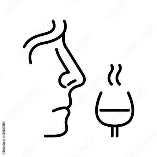 Wine tasting icon. Food and wine tasting line symbol. Black and white.