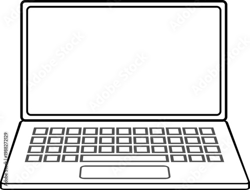 Laptop icons in different angles and styles with screens and keyboards, isolated on white background, ideal for technology, office, remote work and digital device design projects.