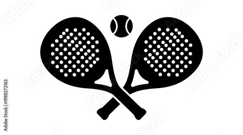 Minimalist Padbol Equipment Illustration Depicting Rackets and Ball for Sport Designs