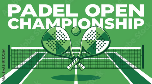Invigorating Illustration Depicting Padel Open Championship Game With Court And Equipment