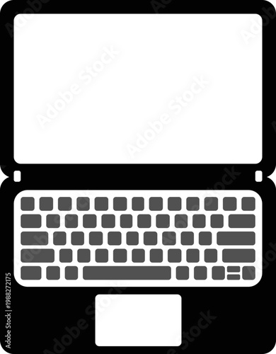 Laptop icons in different angles and styles with screens and keyboards, isolated on white background, ideal for technology, office, remote work and digital device design projects.