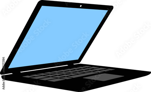 Laptop icons in different angles and styles with screens and keyboards, isolated on white background, ideal for technology, office, remote work and digital device design projects.