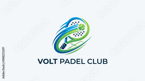Dynamic Logo for Padel Club, Featuring a Modern Design with Ball and Racket Imagery