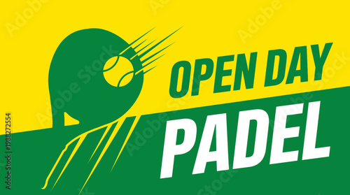 Open Day Padel: Vibrant Graphic Displaying Tennis Concept and Energetic Color Scheme