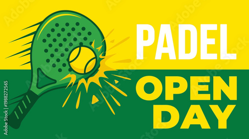 Vibrant Padel Open Day Invitation: Dynamic Illustration for Sports and Leisure Events