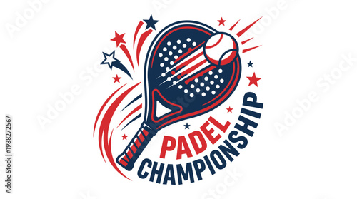 Dynamic Padel Championship Emblem With Patriotic Colors And Sporting Elements Design