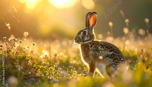 Rabbit in golden sunlight