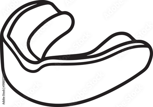 The minimalist art, highlighting the simplicity and protective nature of the mouthguard. Emphasizing its crucial role in sport, fitness, and dental health. 