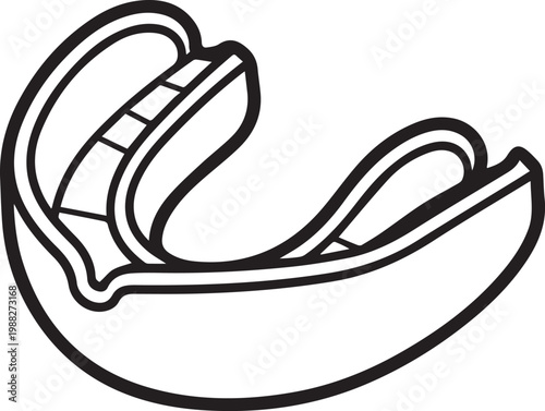 A close-up, simple illustration of a mouthguard, designed for protecting the teeth in sports or during high-impact activities.
