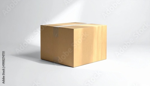 Isolated brown cardboard box, closed packaging container for shipping and delivery, logistics, e-commerce, moving, parcel storage, retail distribution