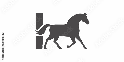 Silhouette of a horse cleverly integrated with the letter h