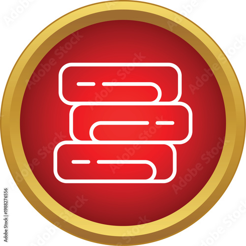 Stacked towels inside a red circle button, symbolizing laundry, spa, and housekeeping services