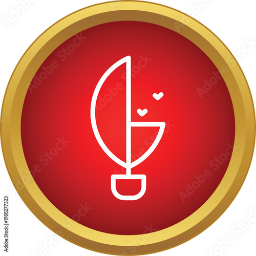Icon showing a baby in a pram with hearts on a red background
