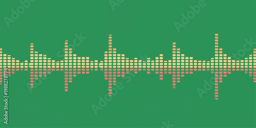 Abstract green digital music equalizer background with futuristic sound wave lines and technology design