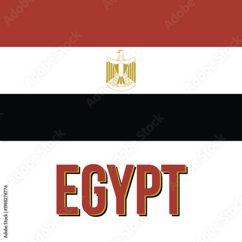 Egypt national flag vector with country name, minimal editable design for education and global use.