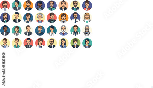 Diverse Avatar Collection: A vibrant collection of circular avatars showcasing a variety of individuals from diverse backgrounds, each representing unique personalities and styles.