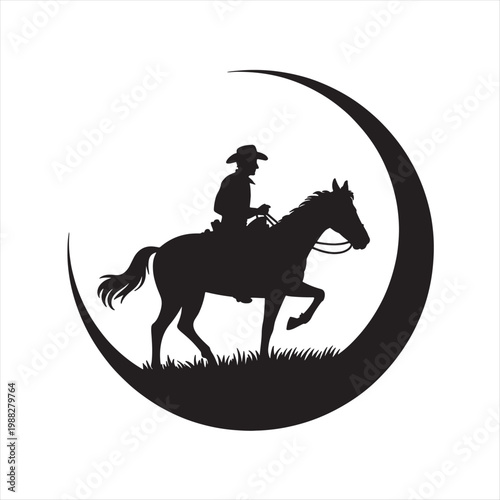 A black horse rider silhouette vector illustration shows a wild animal in a gallop, capturing a powerful equestrian sport moment isolated on a white background