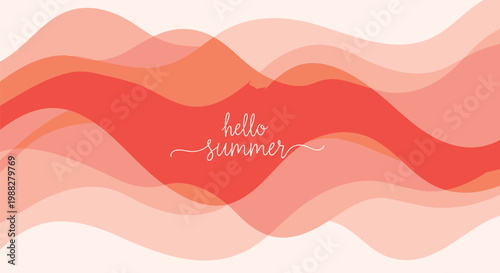 Summer wave, hello summer, abstract background, wavy lines, orange pink