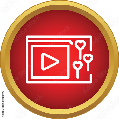 Video player with hearts representing online engagement and popular content