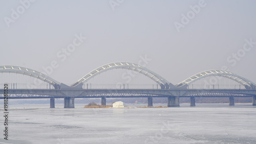 Harbin's Songhua River frozen by the cold
