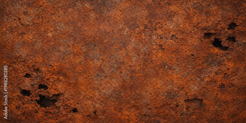 A weathered brown grunge texture of aged rusty metal surface showing rough iron corrosion and vintage steel material pattern