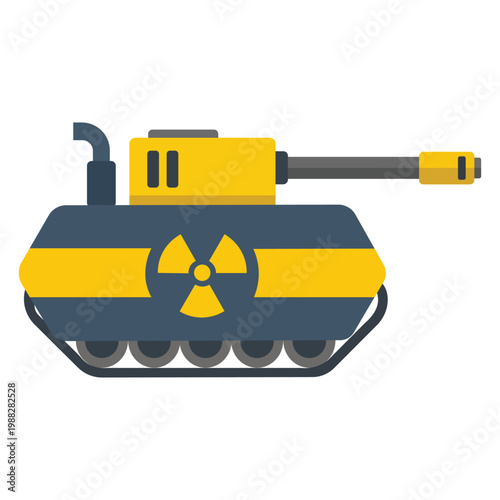 Radioactive Tank: A symbolic illustration depicts a military tank with radioactive hazard symbols, offering a stark visual representation of potential danger and environmental concern.