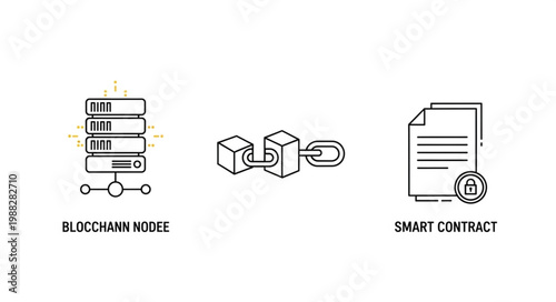 Blockchain Technology Network Nodes Smart Contract and Chain Links.