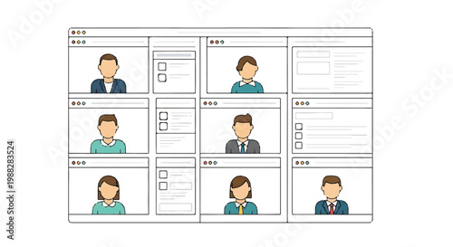 Business profile cards with photos and information vector illustration, business