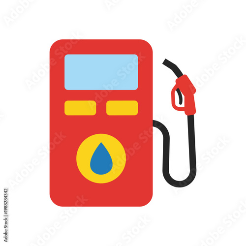 Fuel Station Icon: A vibrant, flat illustration of a fuel station pump, symbolizing energy, transportation, and service.