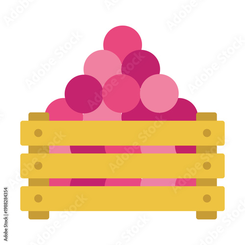 Box of Colored Balls: A colorful crate brimming with a pyramid of soft spheres, perfect for playful design and vibrant concepts. 