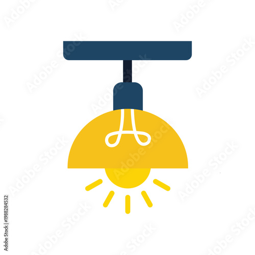 Illuminating Icon: A minimalist illustration of a pendant light fixture, emitting a warm glow, representing concepts of illumination and design.