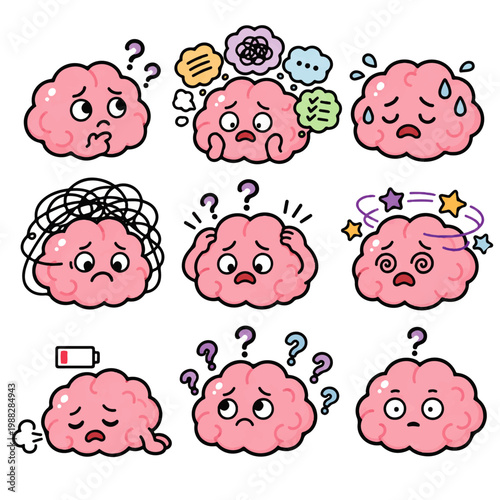 Anxious brains in a sticker grid