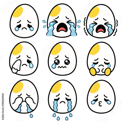 Crying egg emoticons sheet