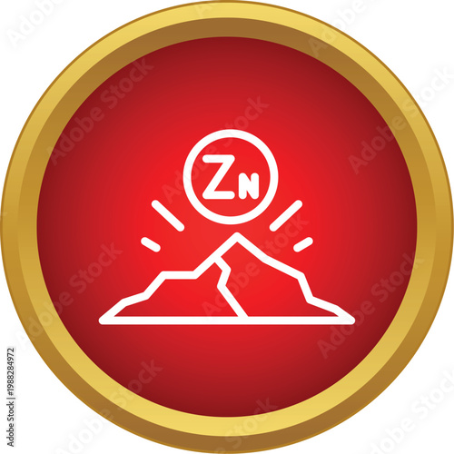 Zinc chemical symbol zn with mountains representing mineral mining