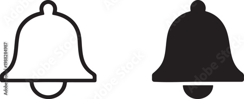 Message notification bell icon featuring black silhouette and outline styles for app interface.