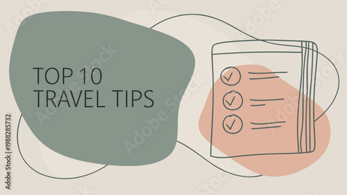Handwritten travel tips list inside a jar with a top ten travel tips label.