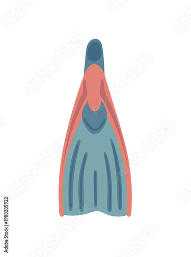 Snorkeling fins, swimming and underwater sports equipment, minimalist design, water gear symbol isolated on white background, flat vector illustration.