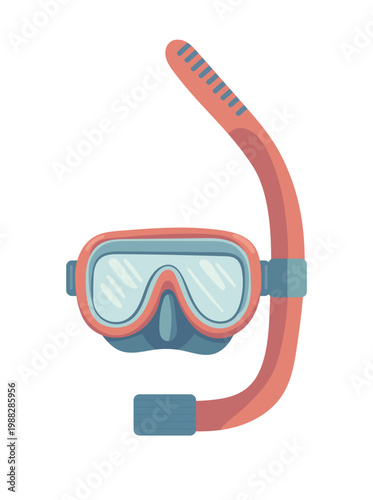 Scuba diving mask and snorkel, diving equipment, minimalist design, underwater gear symbol isolated on white flat vector image.