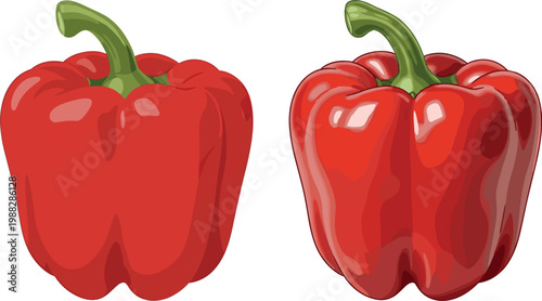 Cartoon Red Bell Peppers for Healthy Eating, Fresh Produce, and Colorful Food Design Themes