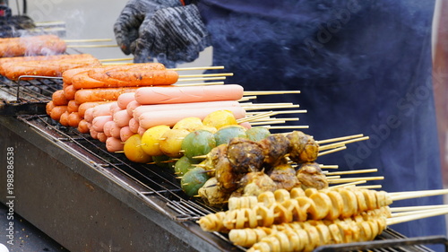 Foods grilled over charcoal on the streets of China
