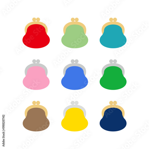 可愛いがま口財布のイラストセット