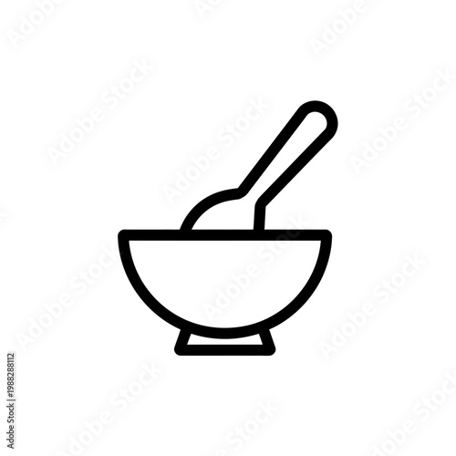 Baby Food Bowl with Spoon Line Icon